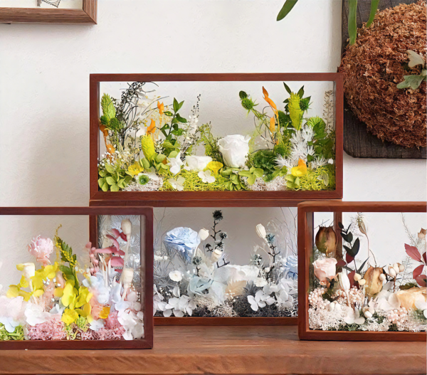 Premium Solid Wood Shadow Box Frame with Eternal Dried Florals