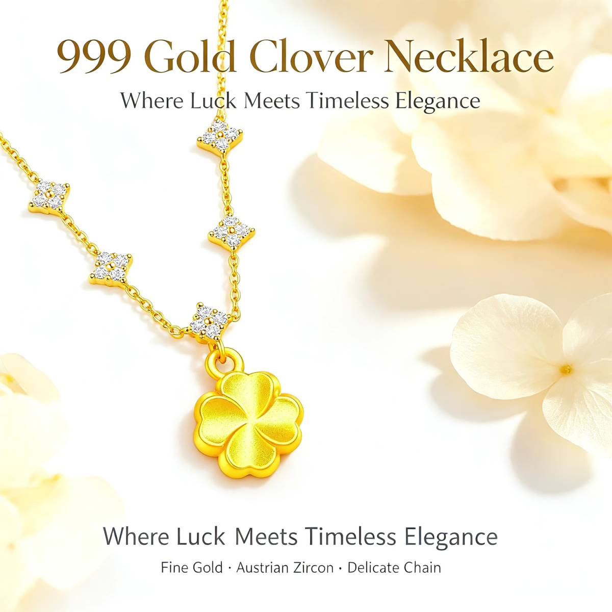 Orvella Four-Leaf Gold Necklace