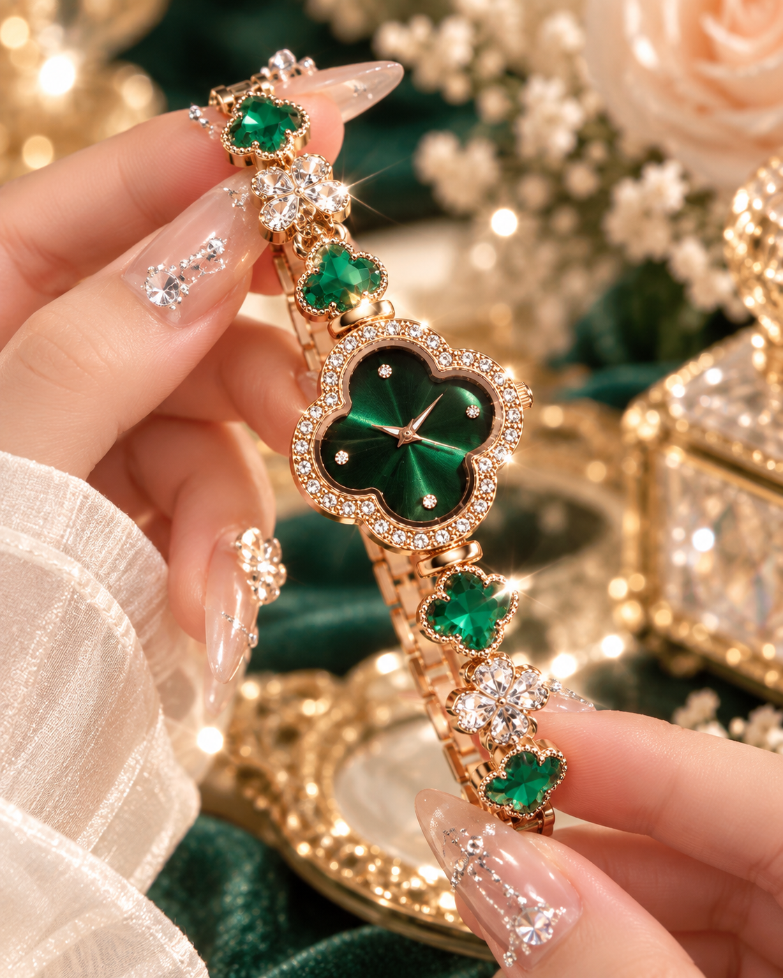 Émeraude Clover Royale — Crystal Bracelet Watch