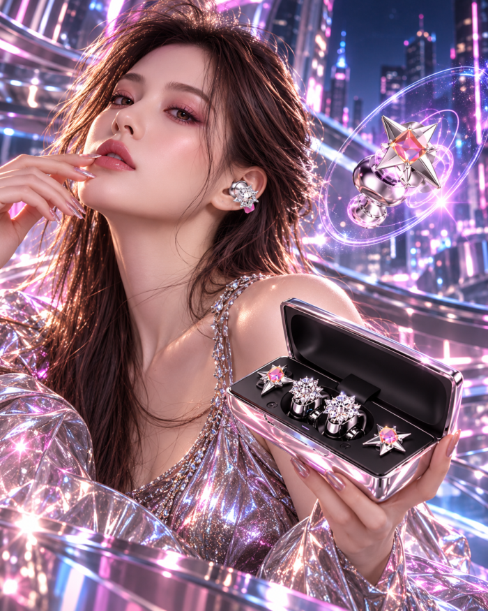 AstraLuxe JewelSync Earbuds – Magnetic Interchangeable Jewelry Edition